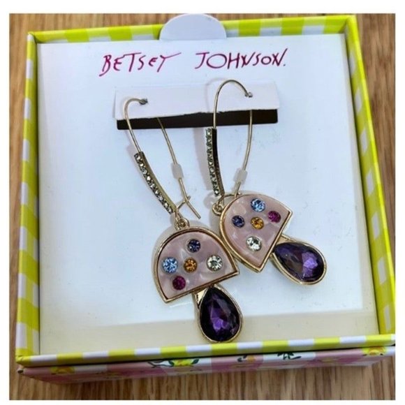 Betsey Johnson NWT Mushroom Dangle Earrings - Picture 3 of 3
